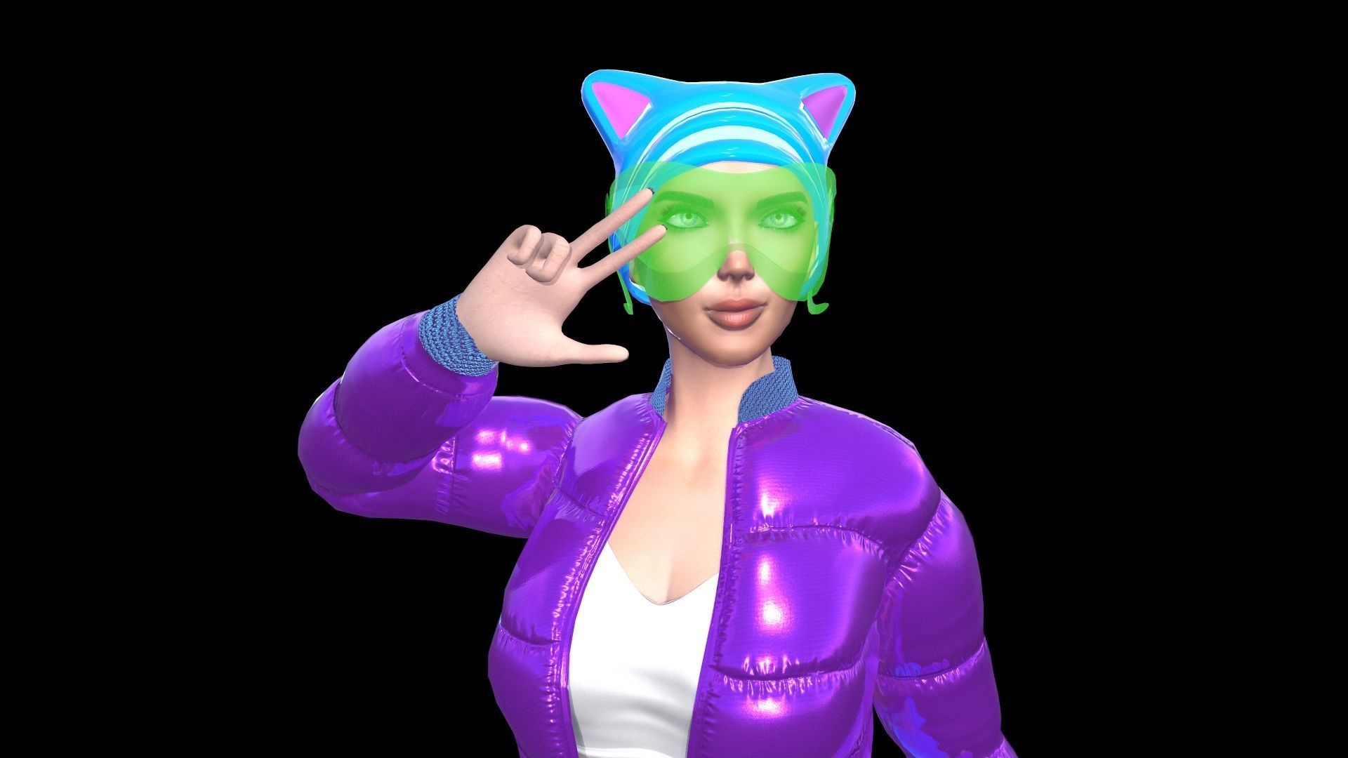 Sci-Fi Cat Girl Low-poly 3D model_2