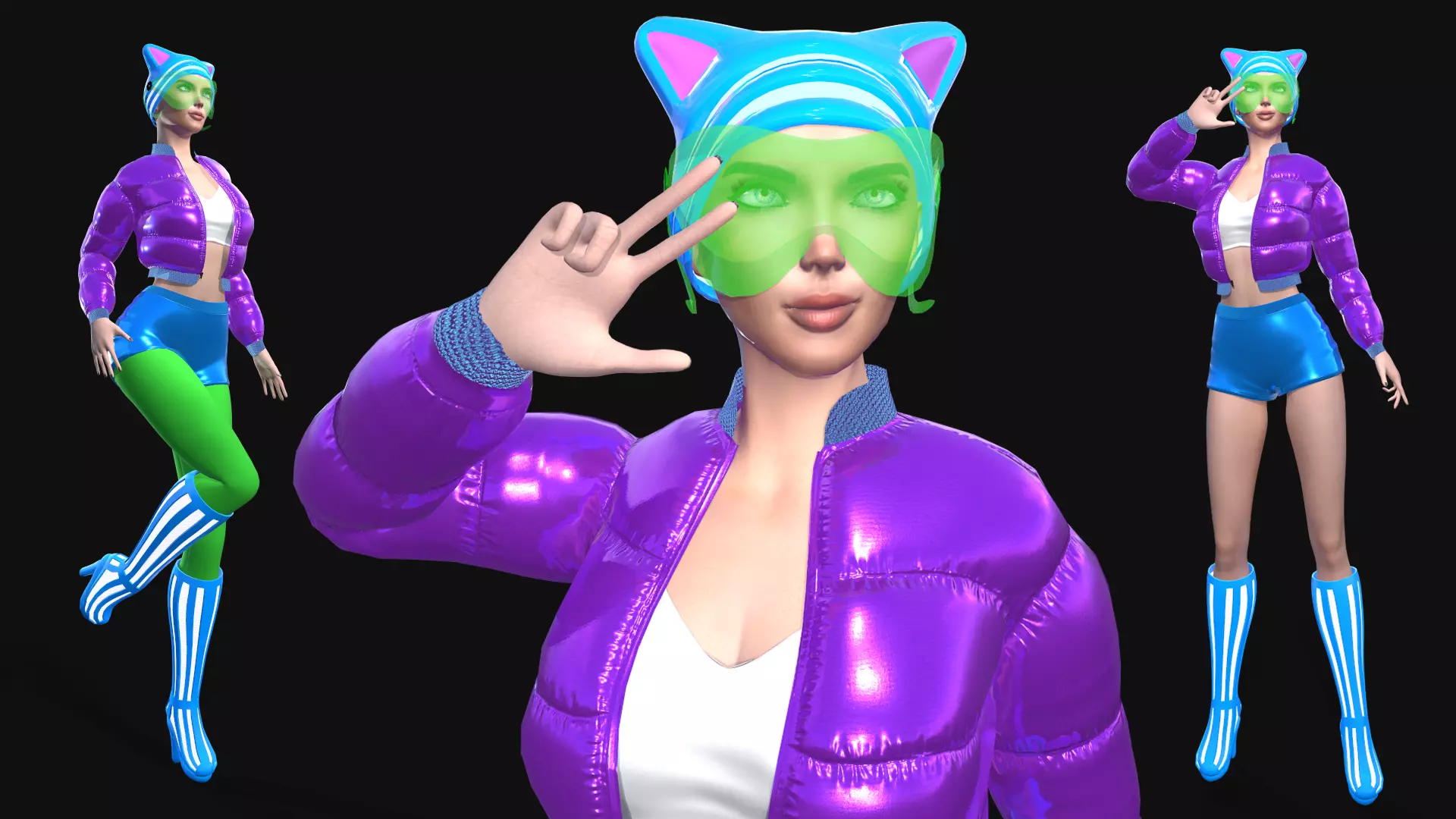 Sci-Fi Cat Girl Low-poly 3D model_0