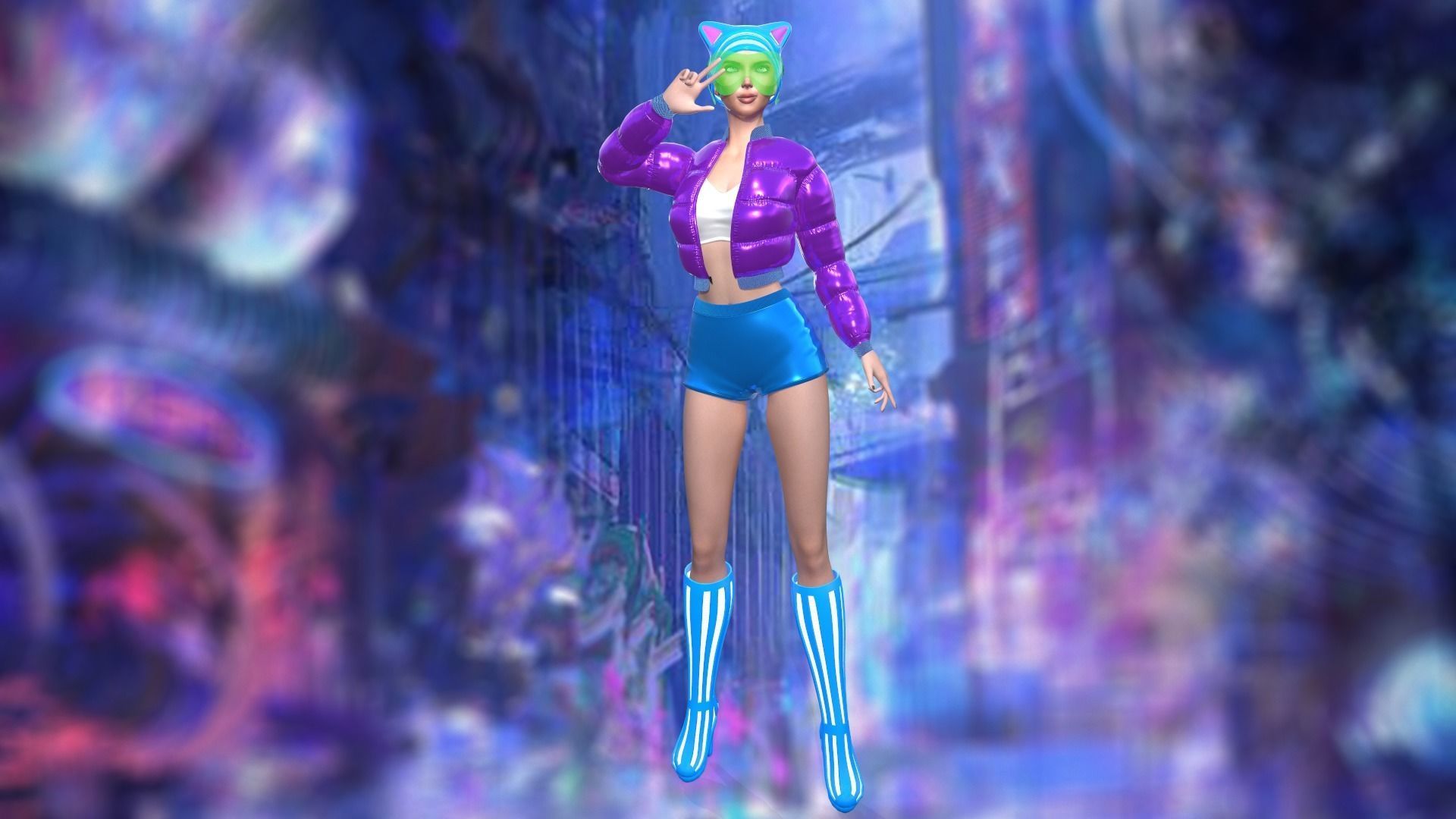 Sci-Fi Cat Girl Low-poly 3D model_6