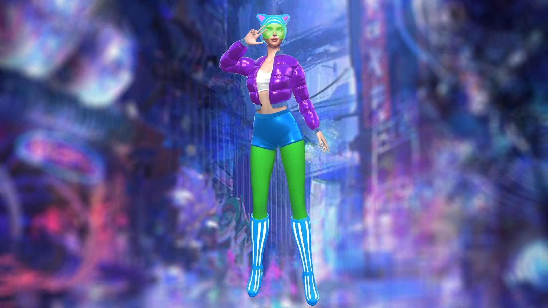 Sci-Fi Cat Girl Low-poly 3D model_5