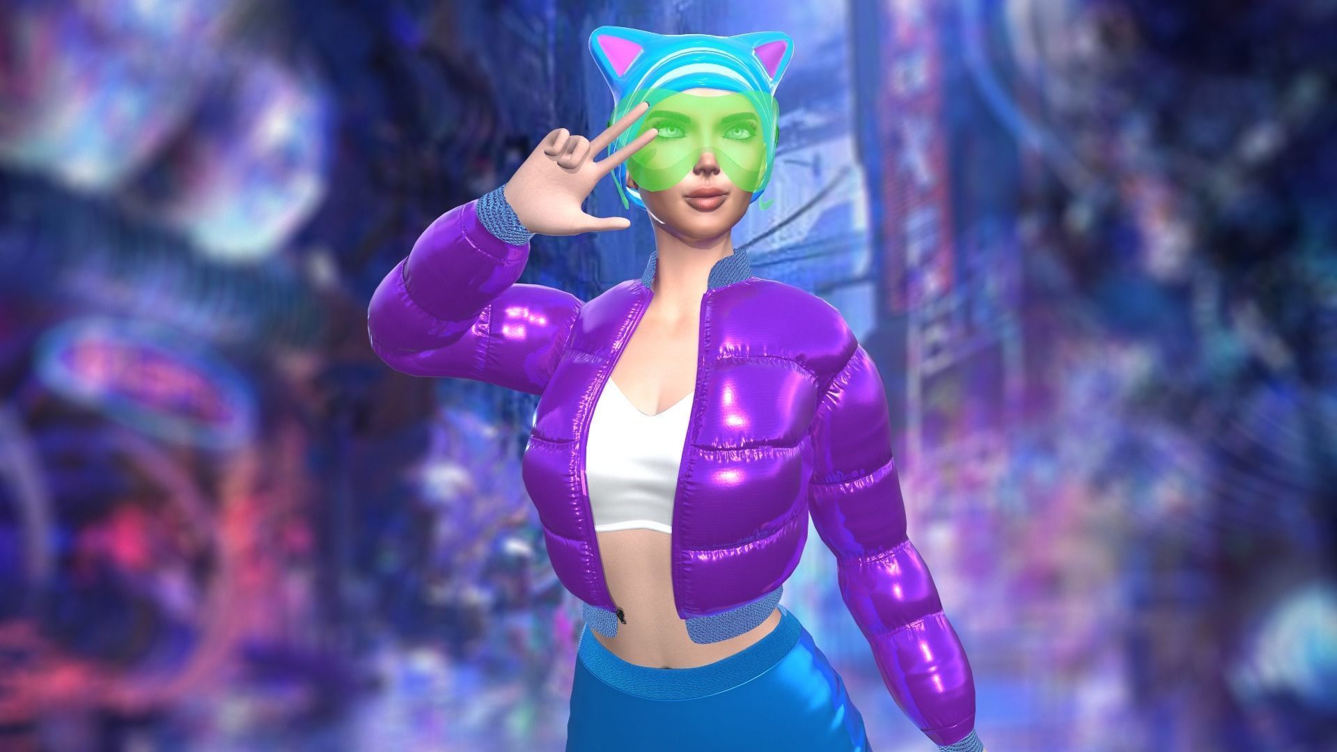 Sci-Fi Cat Girl Low-poly 3D model_3