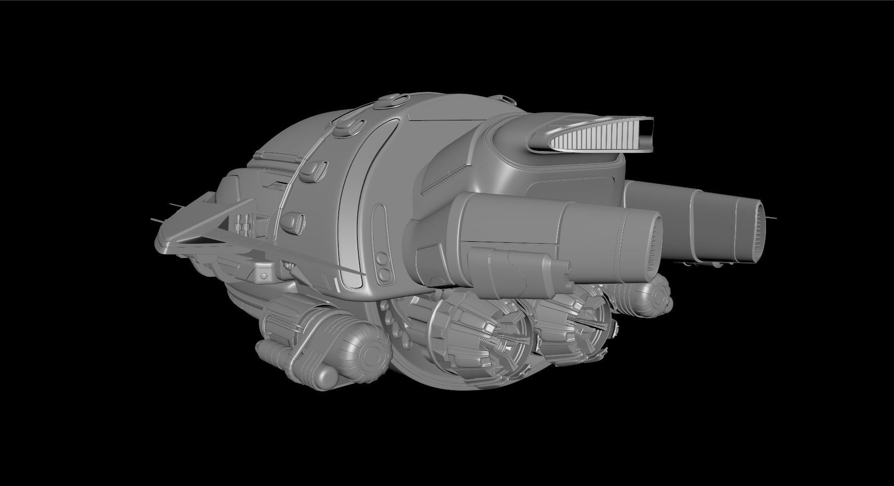 A Scifi Spaceship 3D model_8