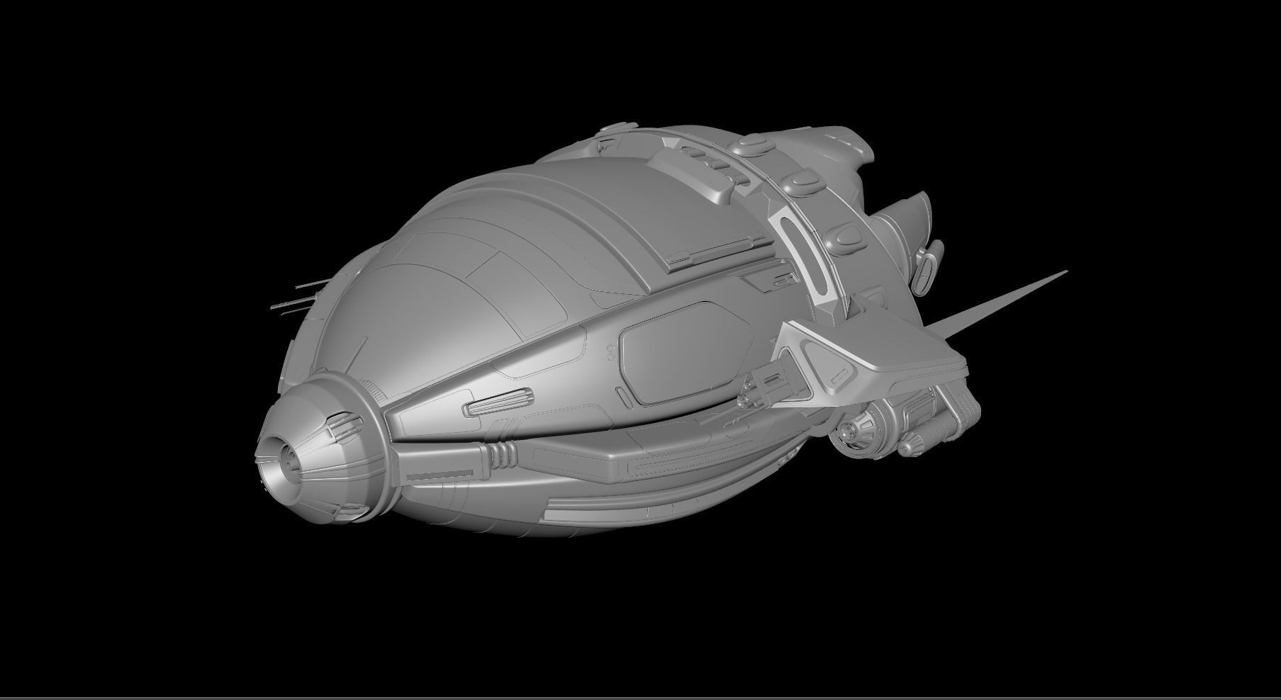 A Scifi Spaceship 3D model_6