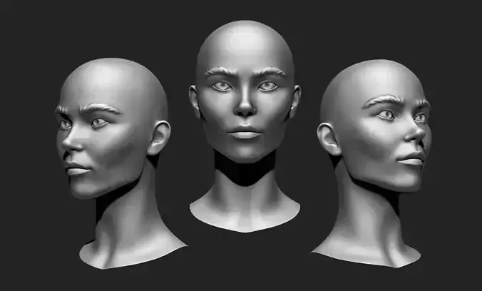 Female Head 1 Low-poly 3D model