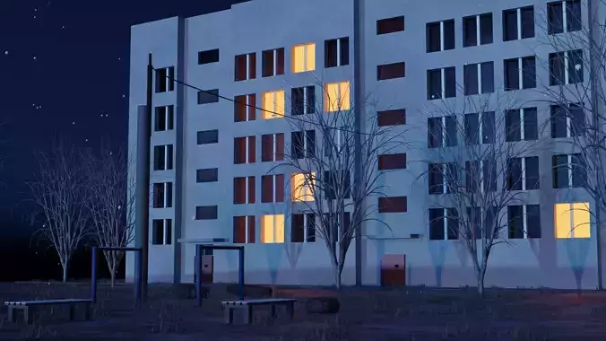 Soviet courtyard 3D model