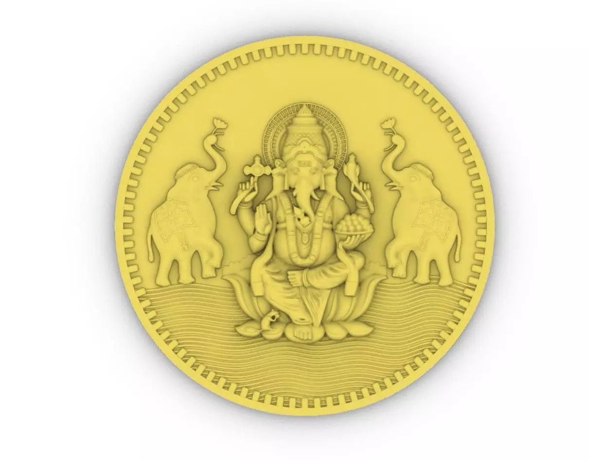 Ganesha Coin Design Jewellery 3D print model