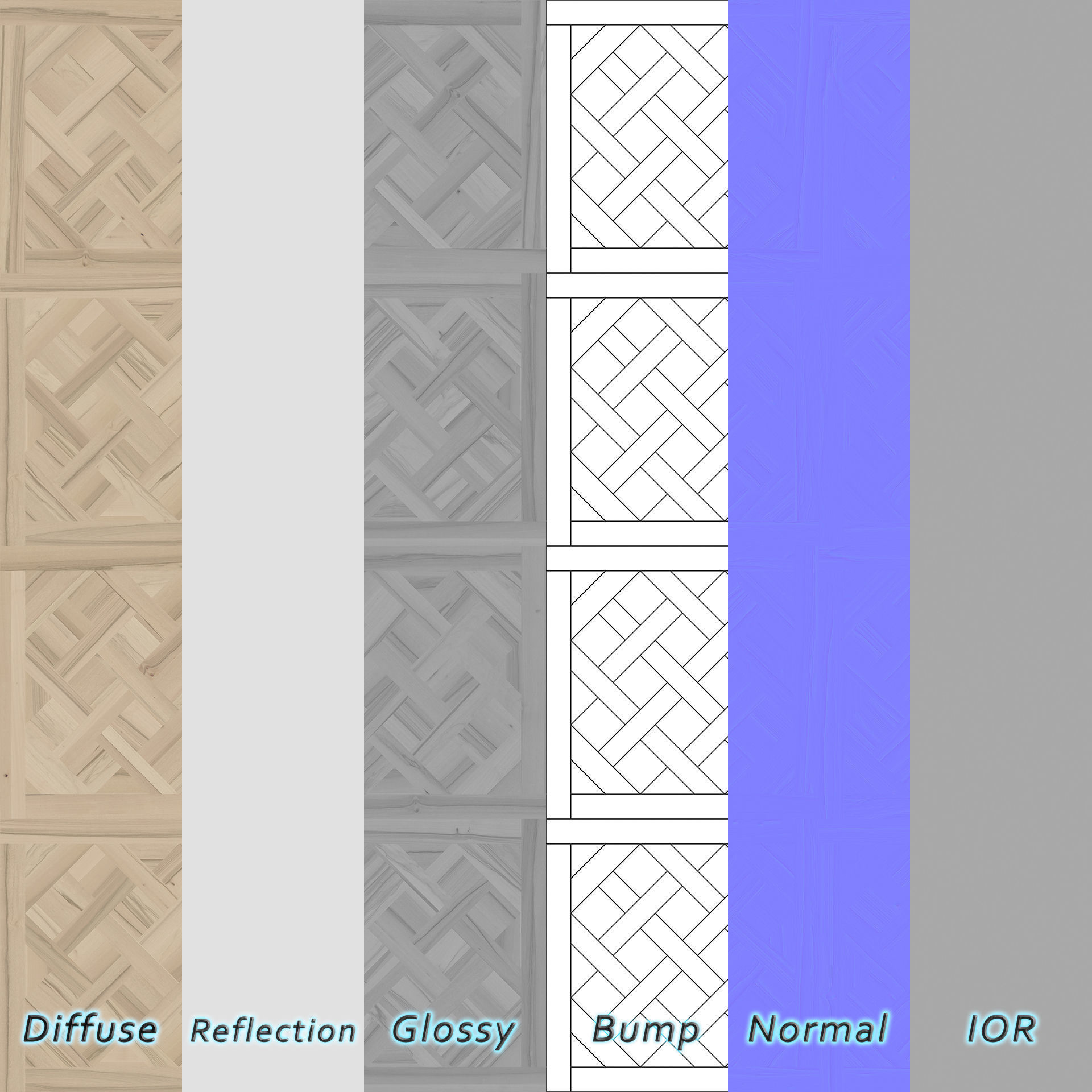 Parquet - Laminate - Wooden floor 4 in 1 3D model_5