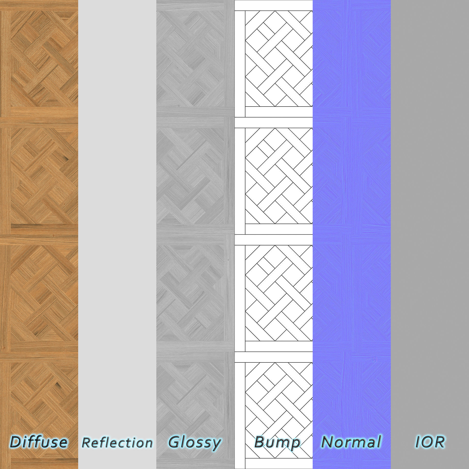 Parquet - Laminate - Wooden floor 4 in 1 3D model_6