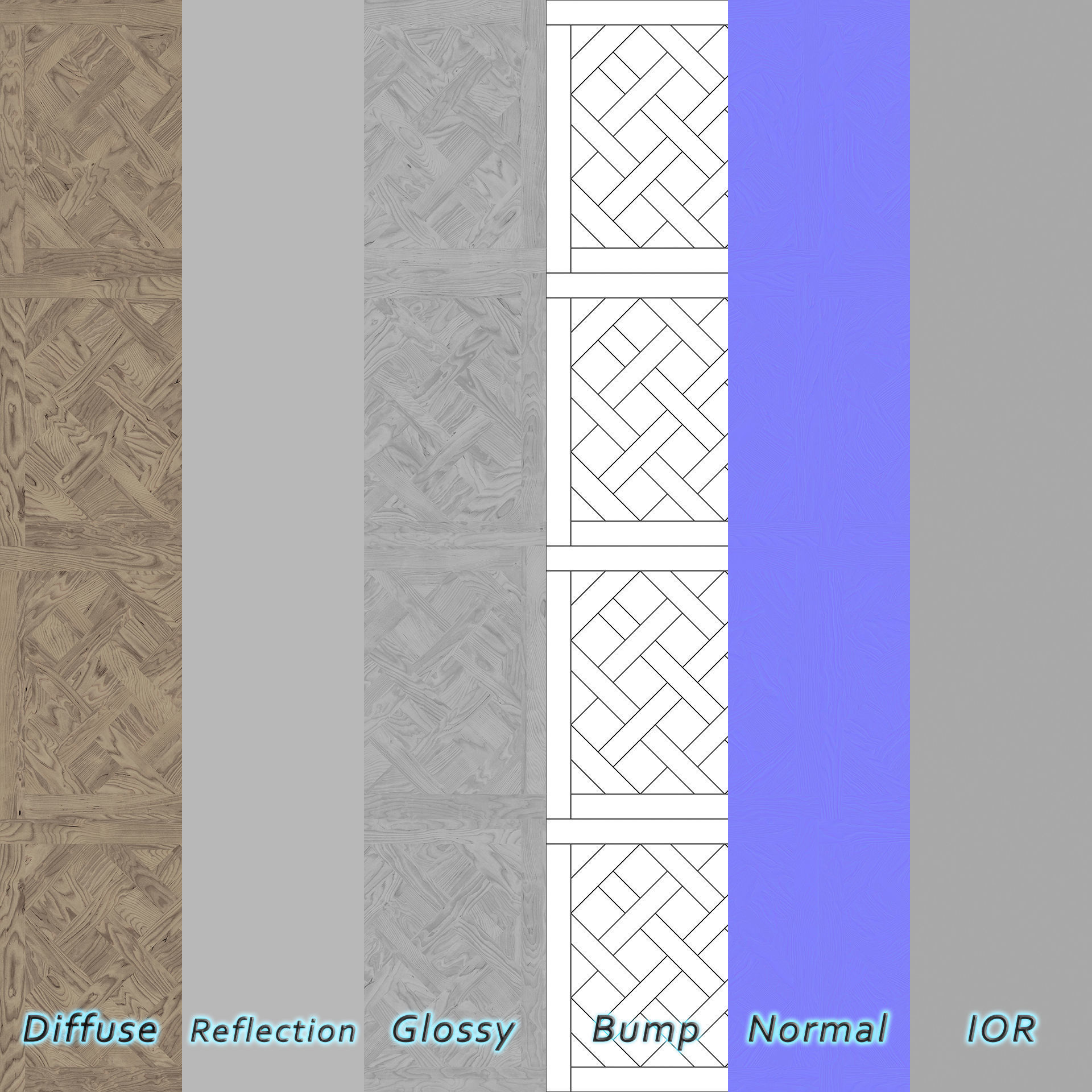 Parquet - Laminate - Wooden floor 4 in 1 3D model_8