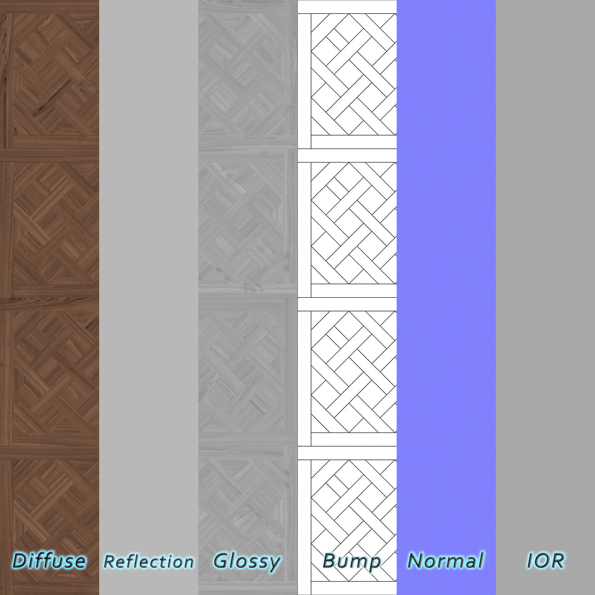 Parquet - Laminate - Wooden floor 4 in 1 3D model_7