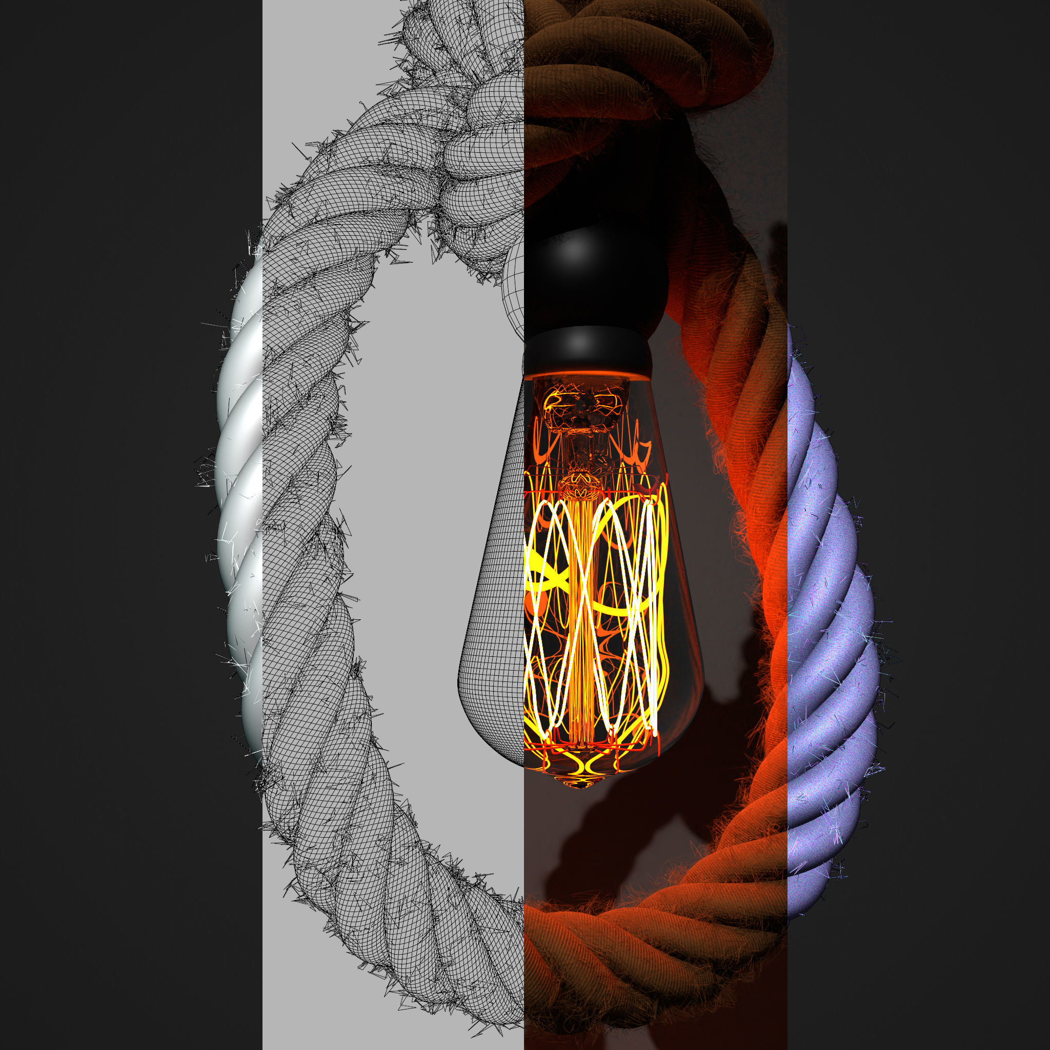 Realistic Rope Lamp 3D model | CGTrader