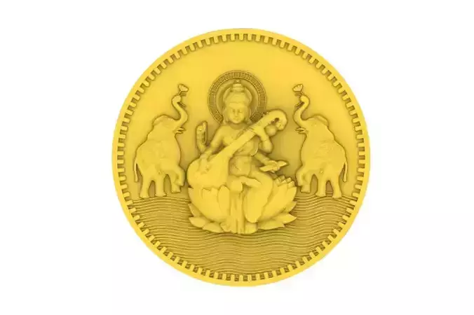 Saraswati Coin Design for Casting or CNC die cutting 