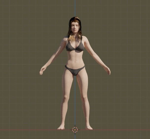 Female 3d model woman with long hair 3D model_1