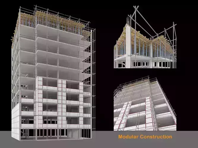 Modular Construction Site Low-poly 3D model