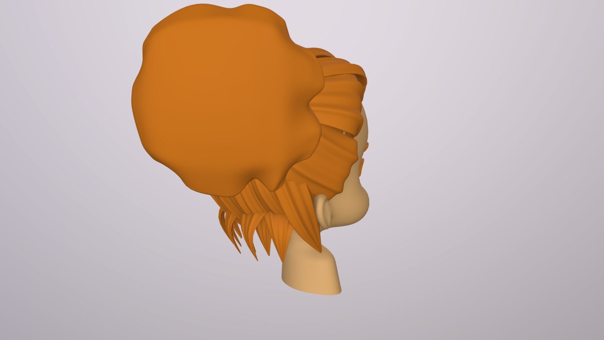 Female Head Stylized Base mesh with Hair in blender Curve Low-poly 3D model_8