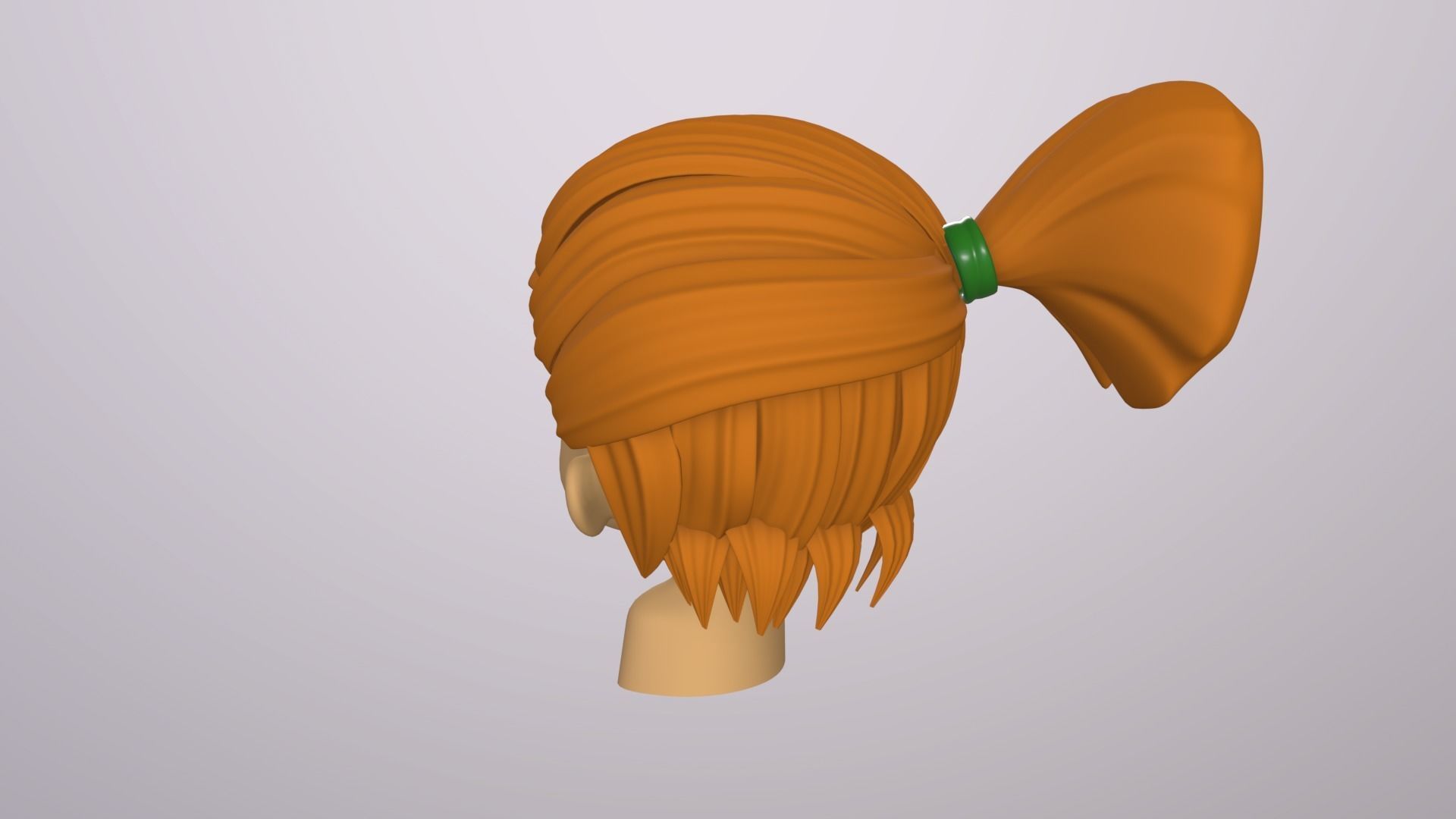 Female Head Stylized Base mesh with Hair in blender Curve Low-poly 3D model_11