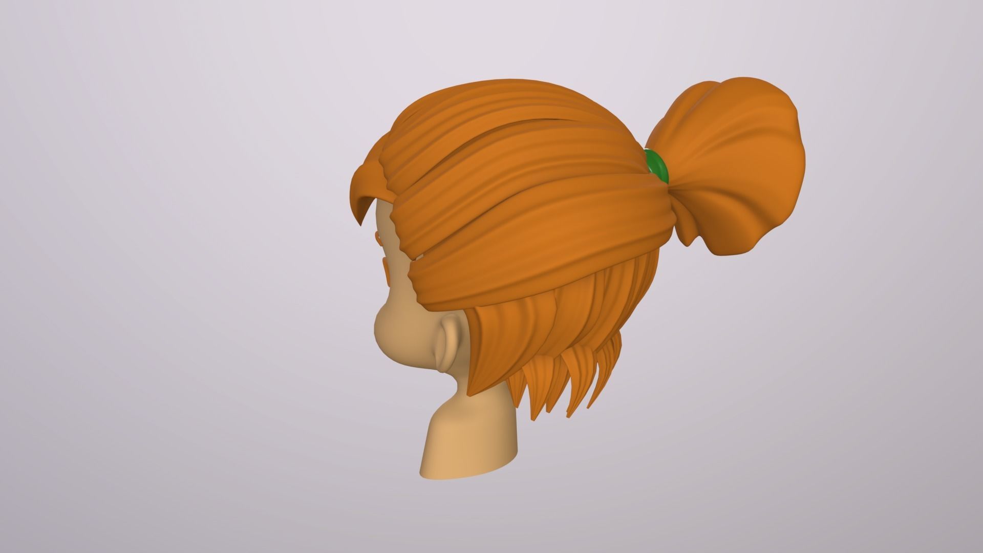 Female Head Stylized Base mesh with Hair in blender Curve Low-poly 3D model_12