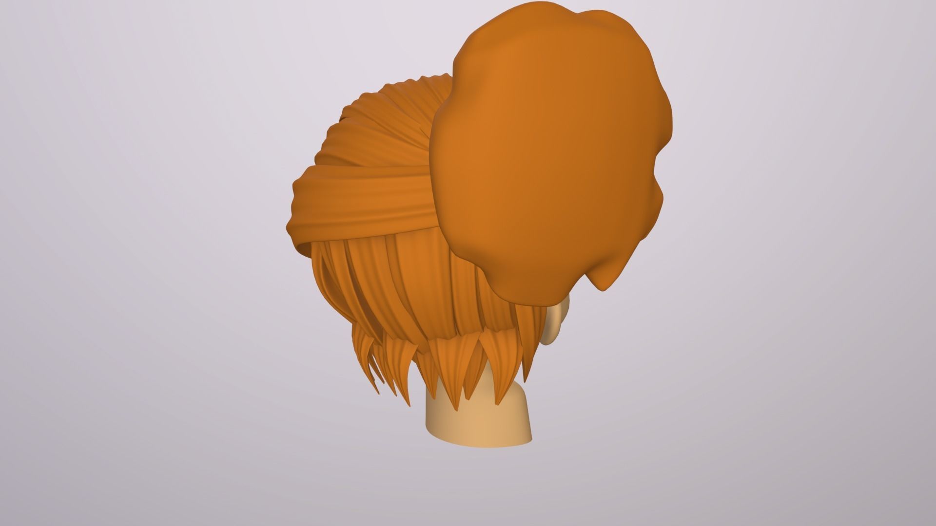 Female Head Stylized Base mesh with Hair in blender Curve Low-poly 3D model_9
