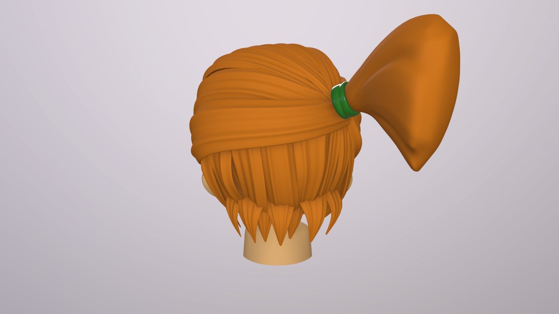 Female Head Stylized Base mesh with Hair in blender Curve Low-poly 3D model_10