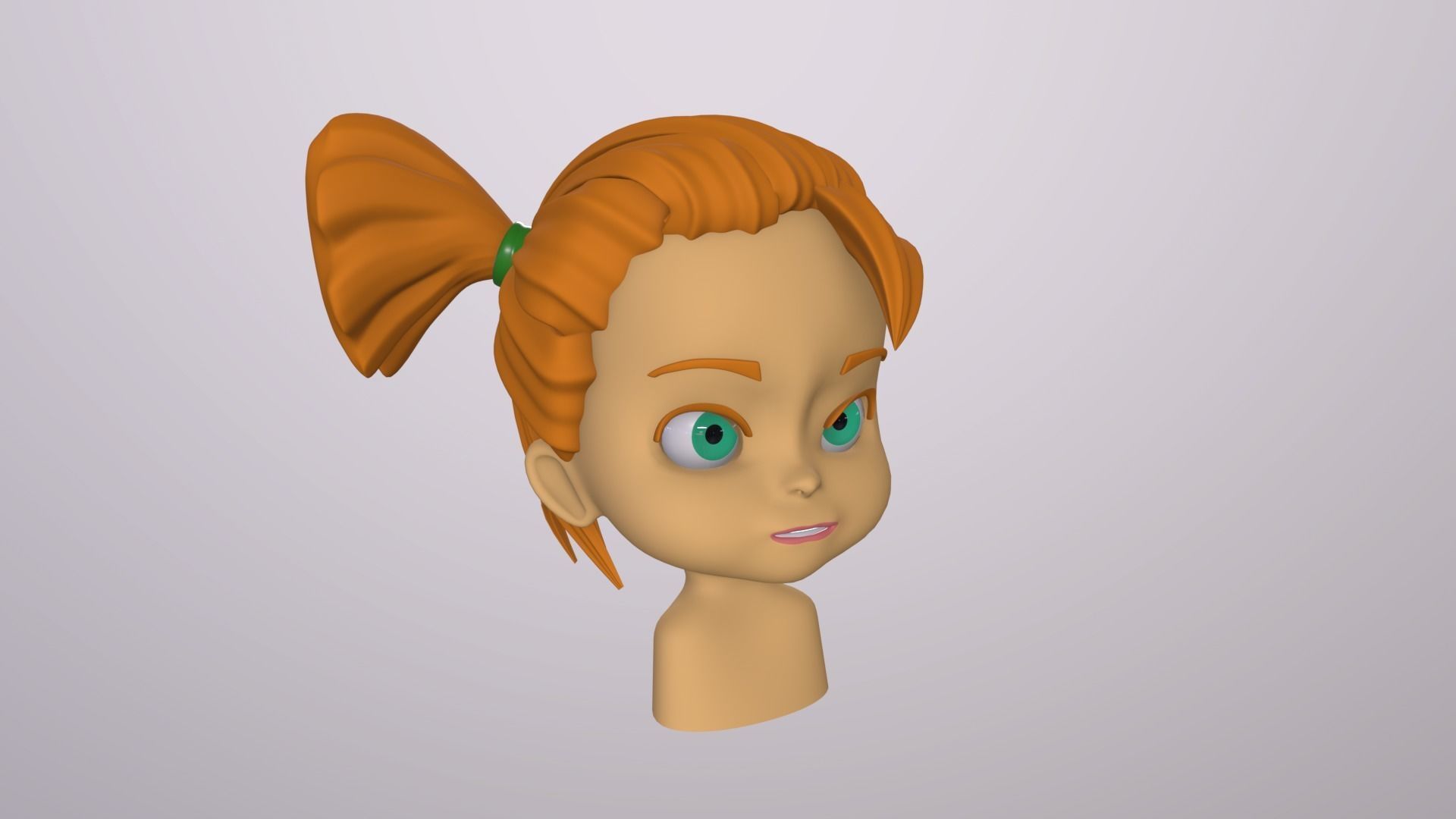 Female Head Stylized Base mesh with Hair in blender Curve Low-poly 3D model_5