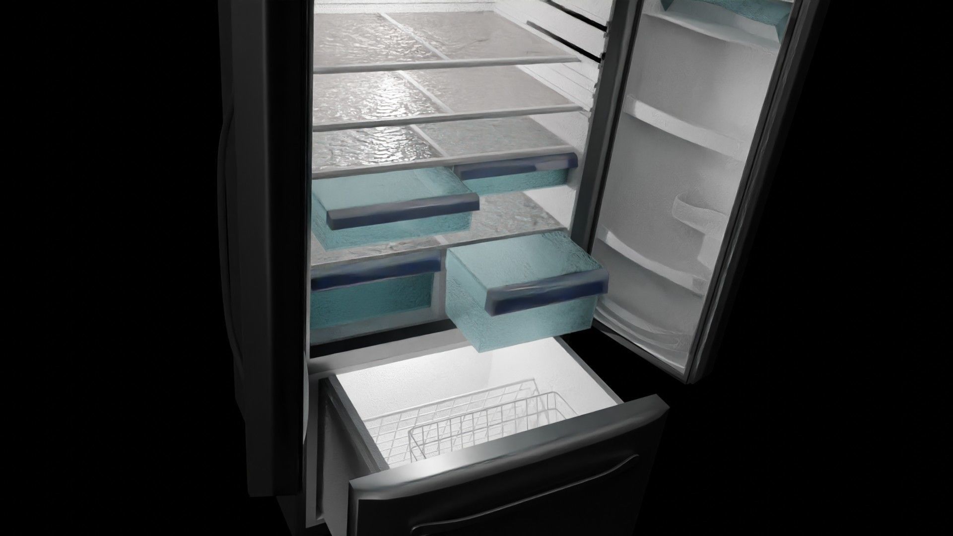 refrigerator version for blender eevee and cycles and obj file Low-poly 3D model_10