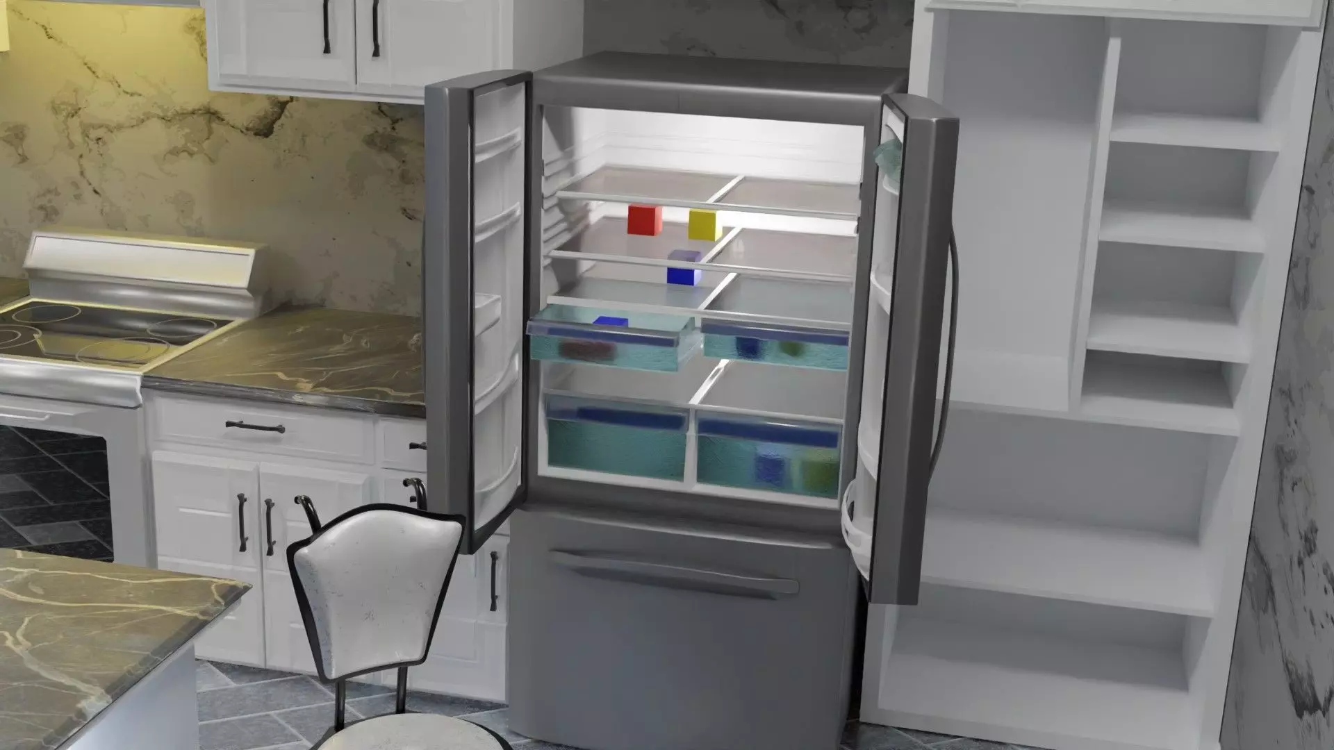 refrigerator version for blender eevee and cycles and obj file Low-poly 3D model_0