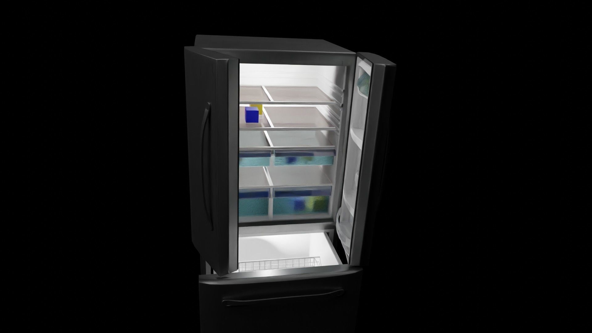 refrigerator version for blender eevee and cycles and obj file Low-poly 3D model_9