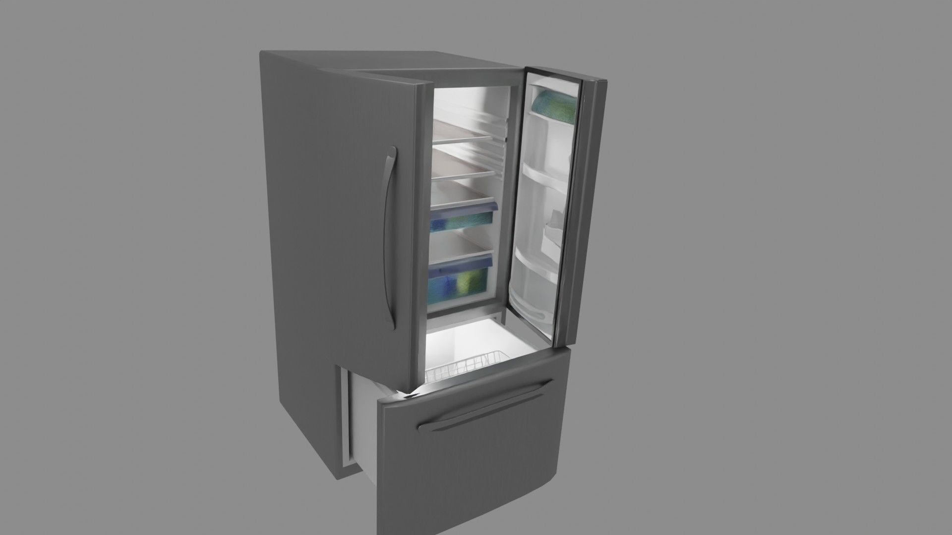 refrigerator version for blender eevee and cycles and obj file Low-poly 3D model_8
