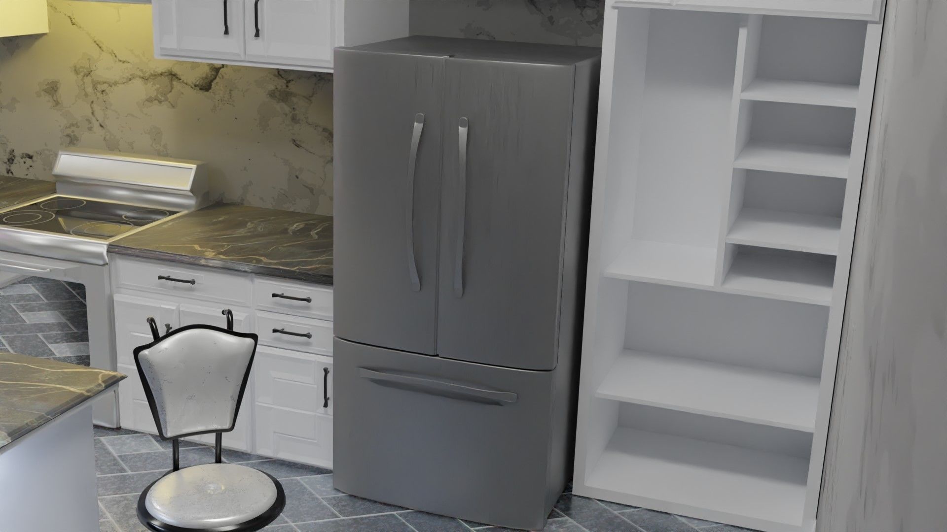 refrigerator version for blender eevee and cycles and obj file Low-poly 3D model_20