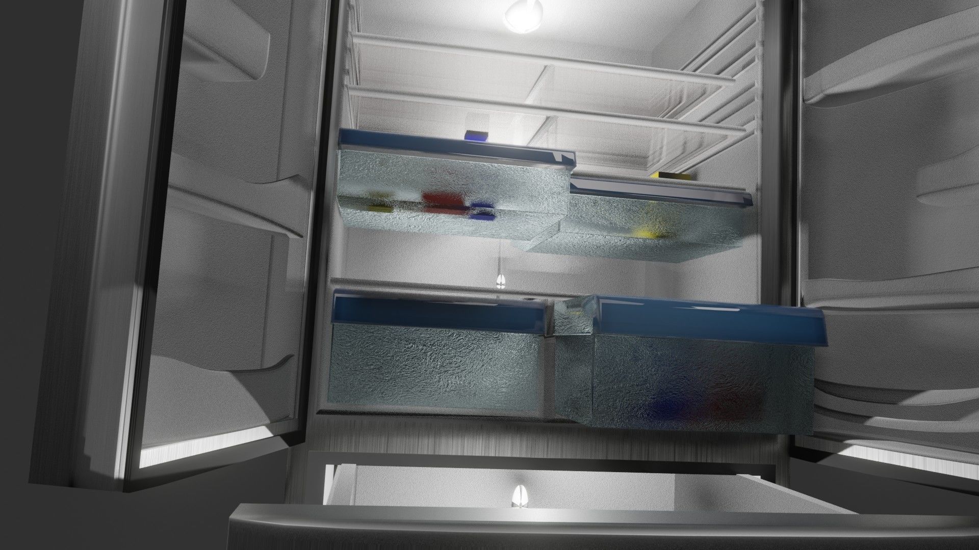 refrigerator version for blender eevee and cycles and obj file Low-poly 3D model_6