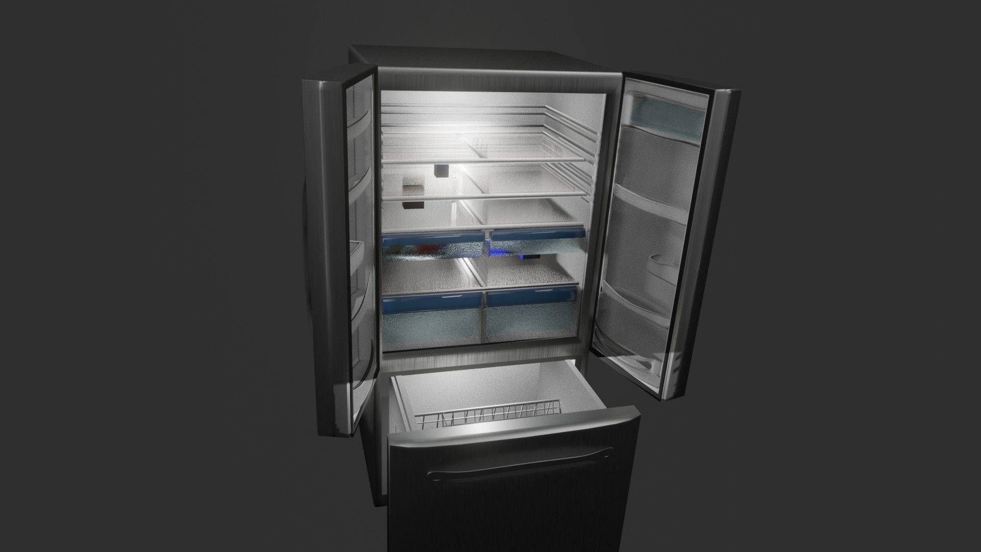 refrigerator version for blender eevee and cycles and obj file Low-poly 3D model_16