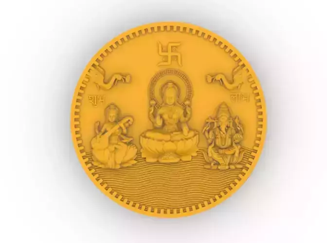 Laxmi Ganesh Saraswati Coin Sculpture Art