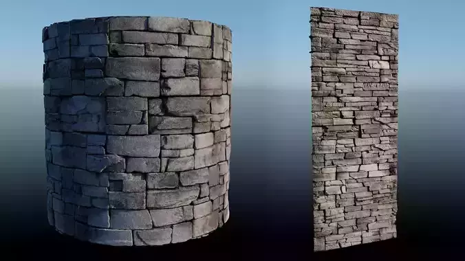 4k Gray Block Stone Material with 16 bit height maps Low-poly 3D model