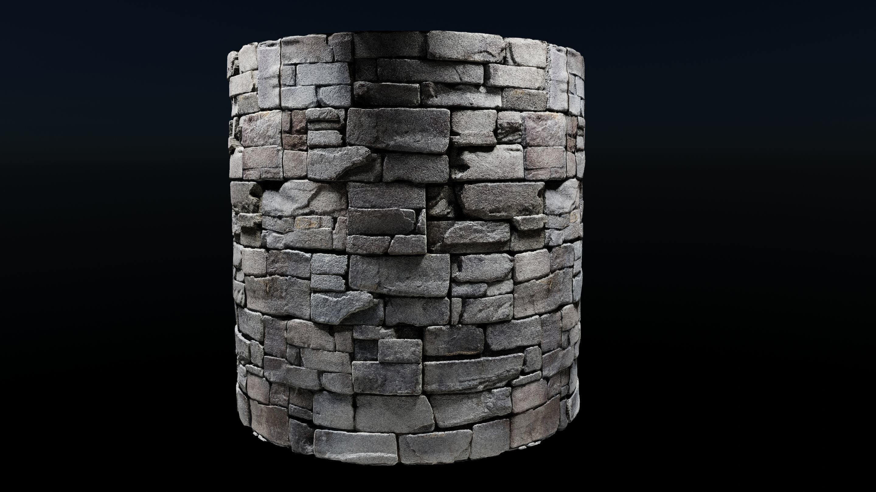 4k Gray Block Stone Material with 16 bit height maps Low-poly 3D model_2