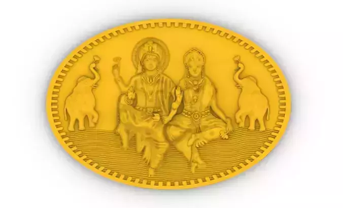 Laxmi Narayan Coin Design Sculpture Artcam 3D print model