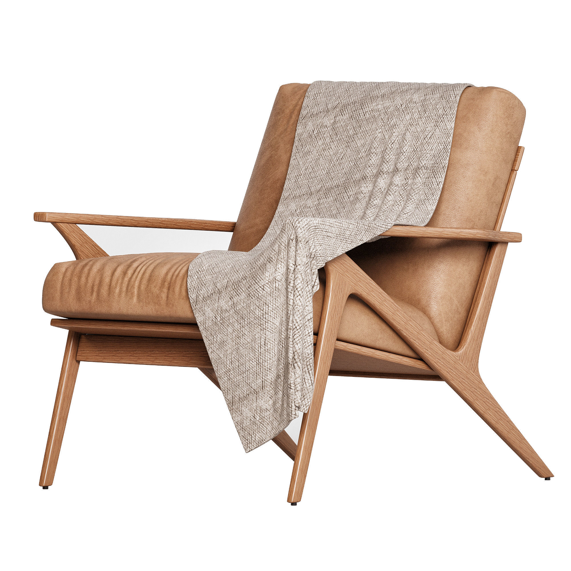 Cavett Wood Frame Armchair by Crate Barrel 3D model_2