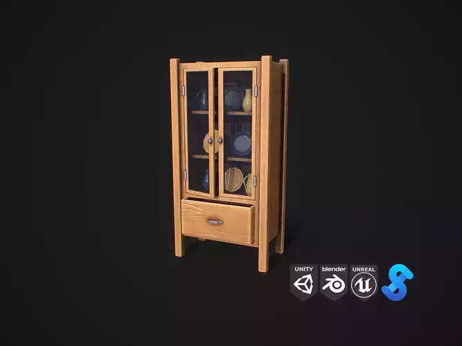 Stylized Cabinet Game Asset Low-poly 3D model