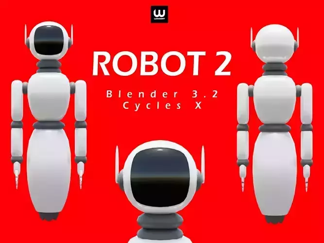 Cute Robot 2 Concept Character Low-poly 3D model