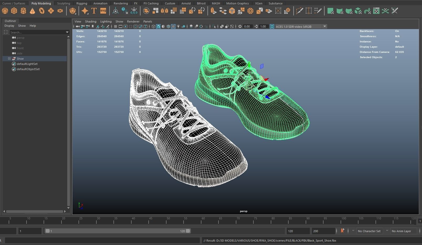 Black Sport Shoe 3D Model VR Low-poly 3D model_13