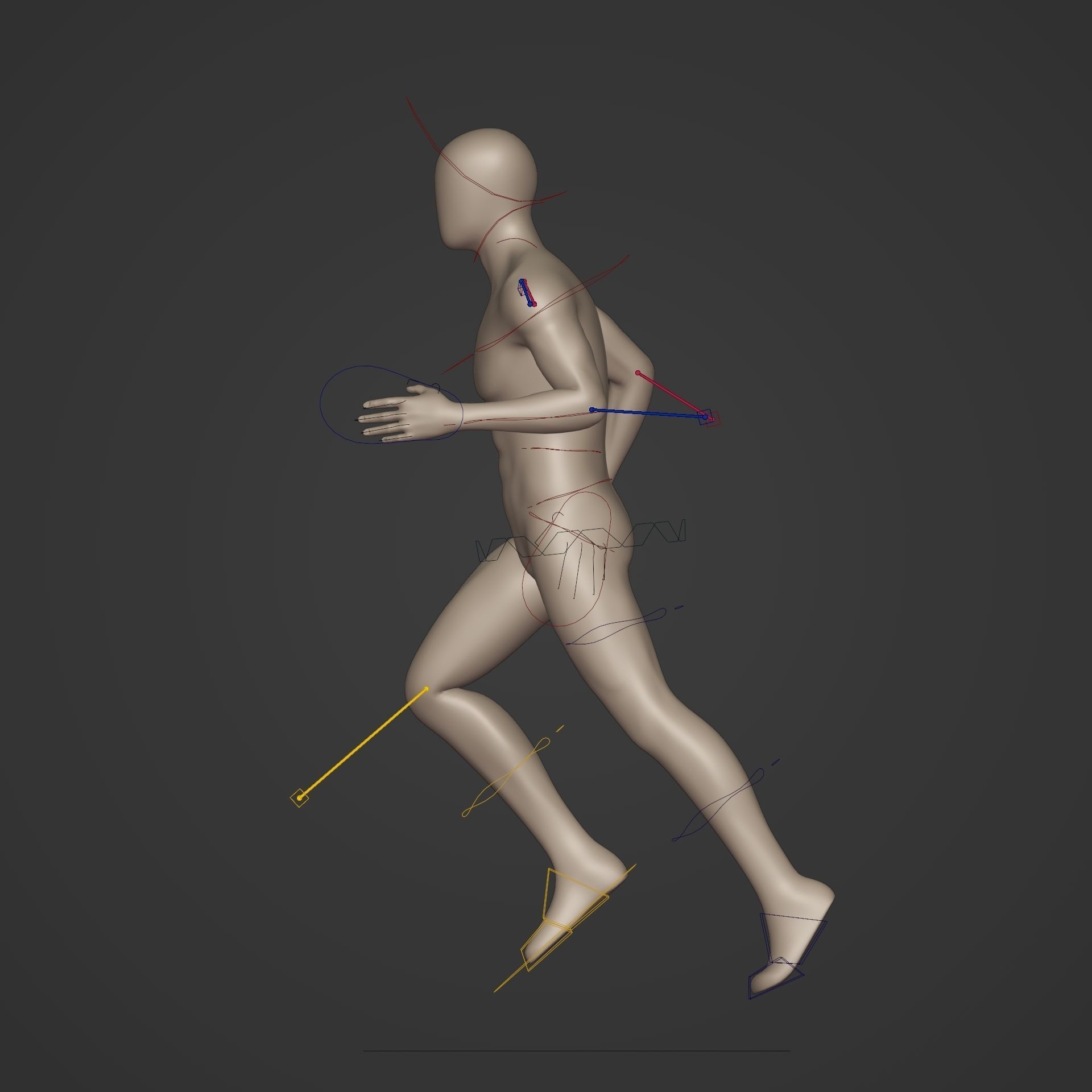Rigged Character with FK and IK Rig Low-poly 3D model_1