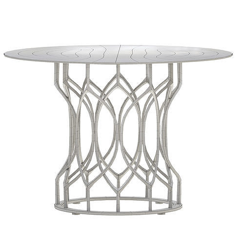 CHAMPAGNE BASE GLASS TOP ROUND DINING TABLE 3D model 3