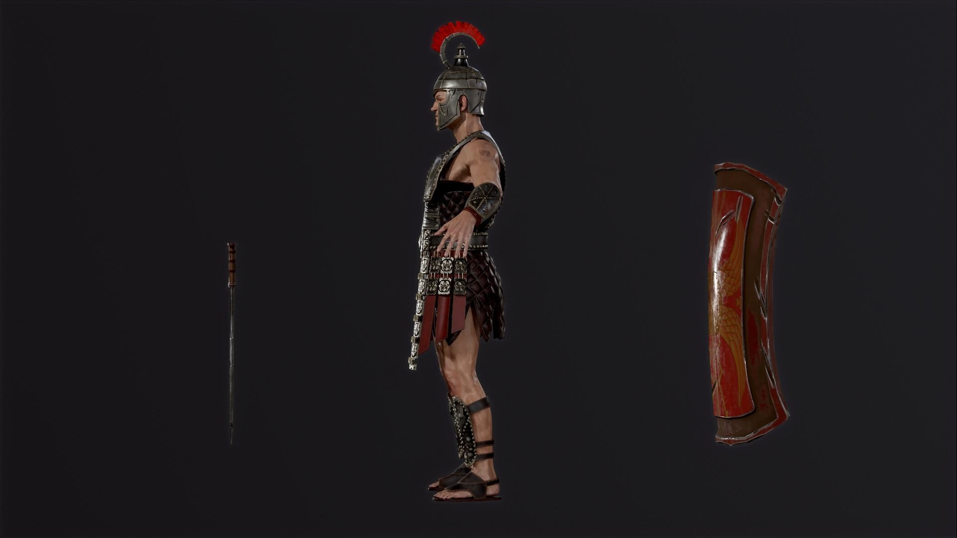 Roman legionnaire Low-poly 3D model_3