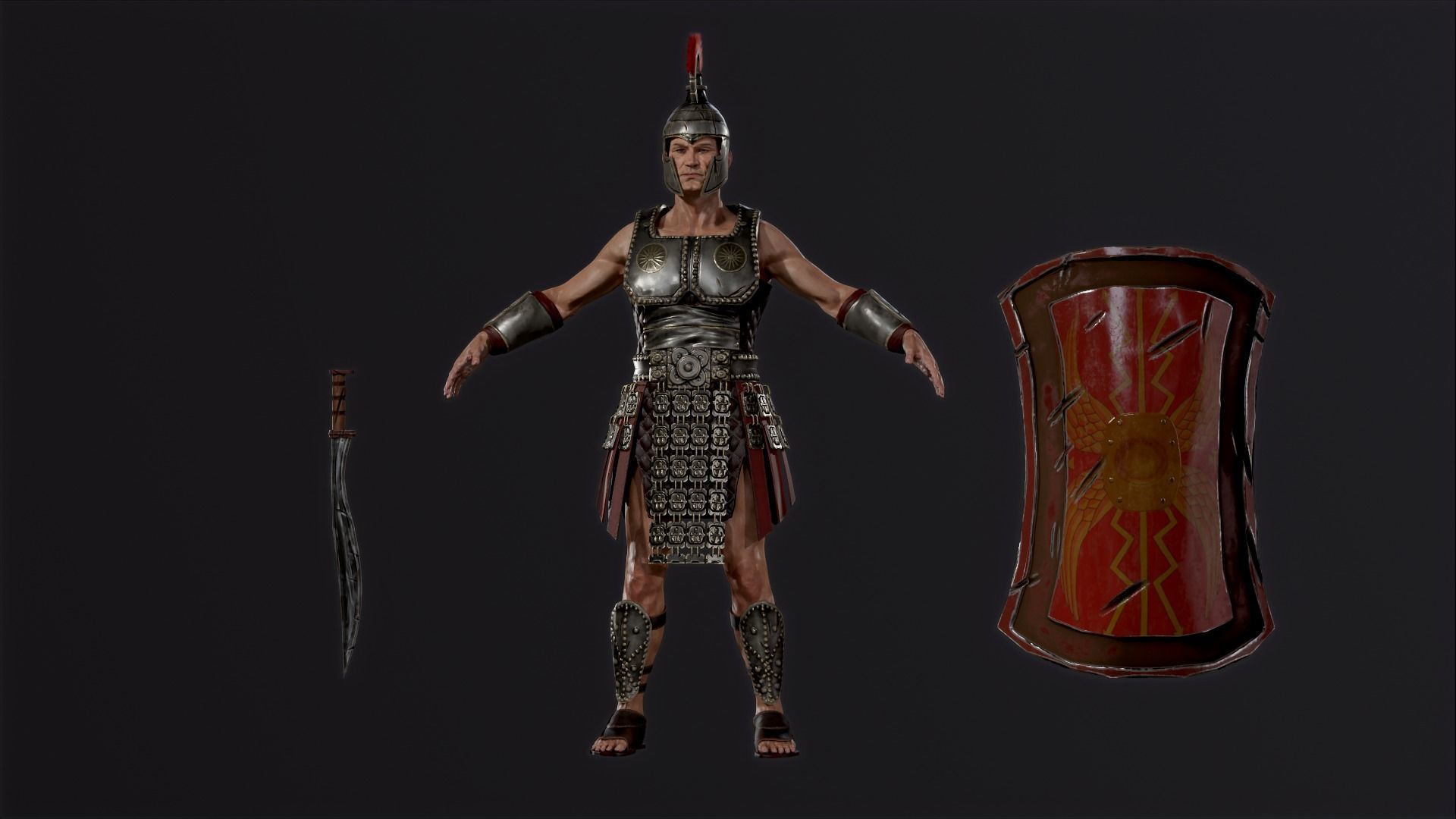 Roman legionnaire Low-poly 3D model_13