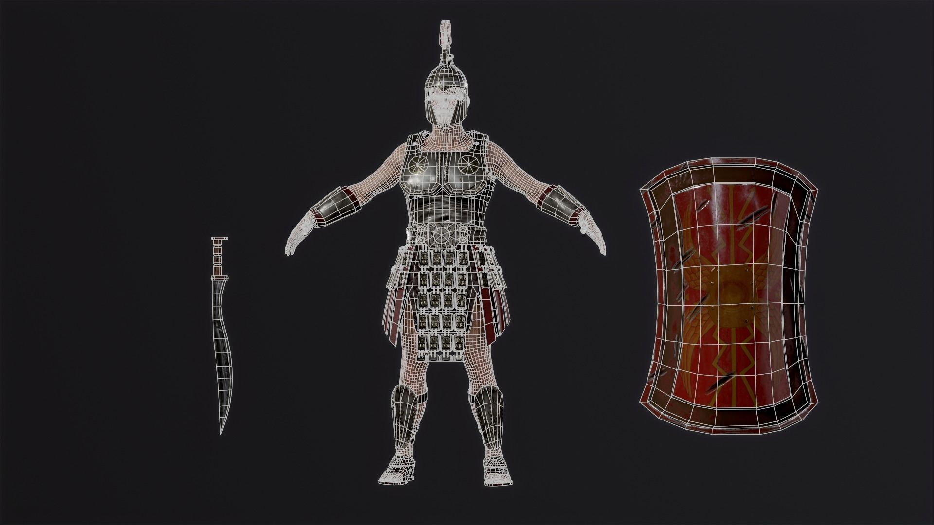 Roman legionnaire Low-poly 3D model_15