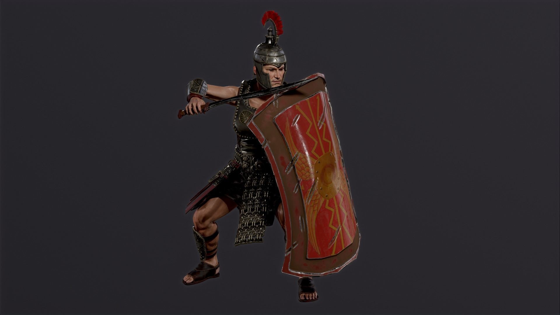 Roman legionnaire Low-poly 3D model_6