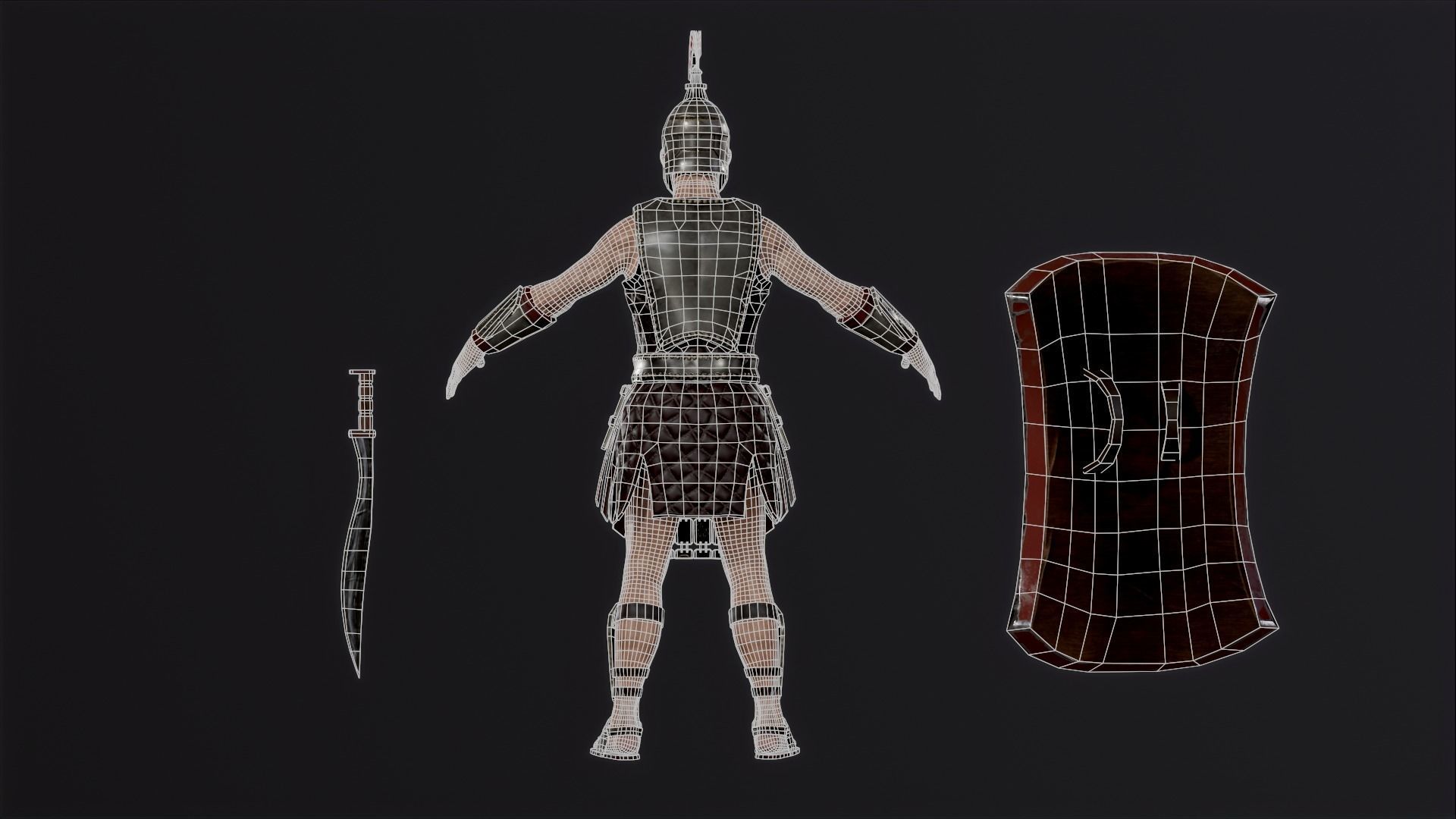 Roman legionnaire Low-poly 3D model_16
