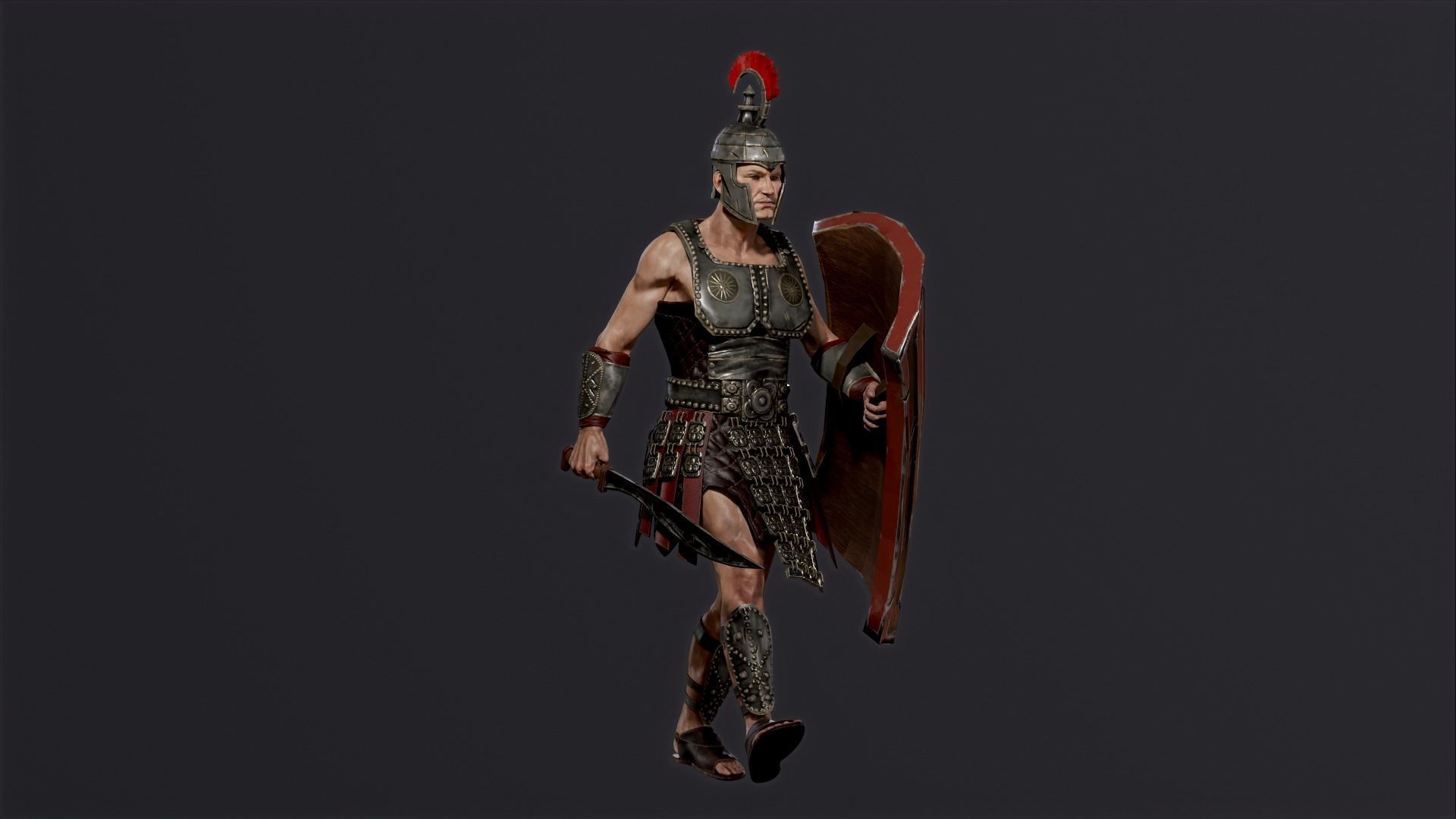 Roman legionnaire Low-poly 3D model_7