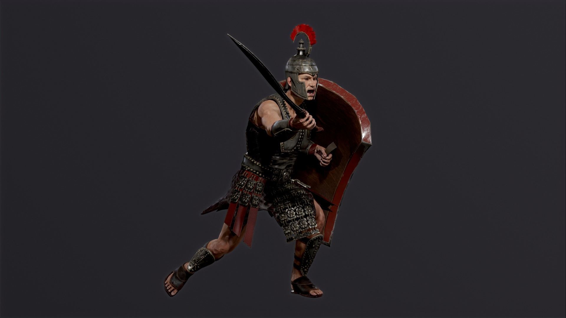 Roman legionnaire Low-poly 3D model_4