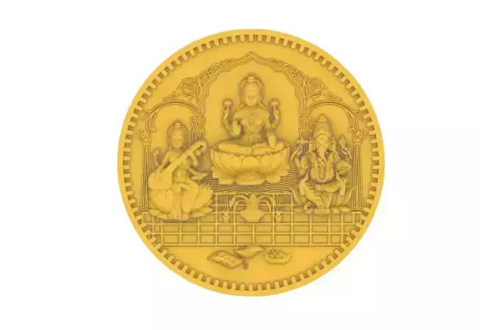 LAXMI SARASWATI GANESH SILVER COIN DESIGN