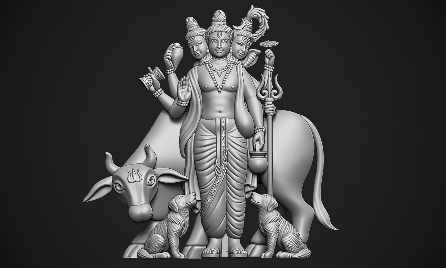 God Datatrey with animals 3D print model_7